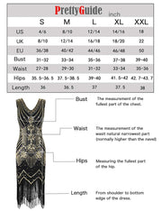 PrettyGuide Women 1920s Dress V Neck Beaded Sequin Deco Gatsby Inspired Flapper Dress