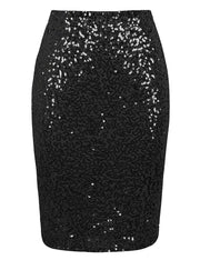 PrettyGuide Women's High Waist Sequin Pencil Skirt Party