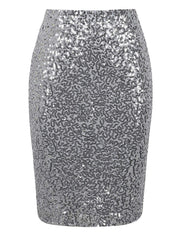 PrettyGuide Women's High Waist Sequin Pencil Skirt Party