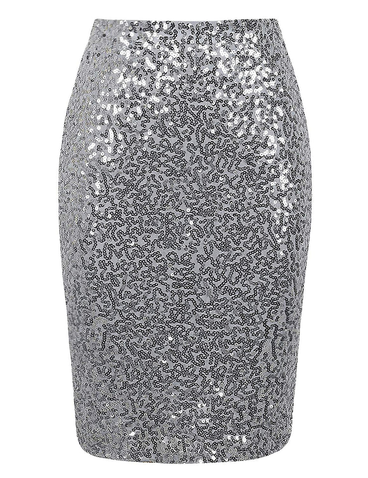 PrettyGuide Women's High Waist Sequin Pencil Skirt Party