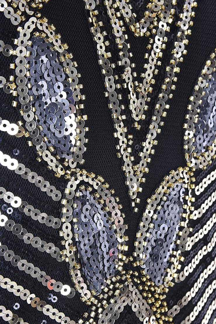 PrettyGuide Women's 1920s Gatsby Sequin Art Deco Scalloped Hem Inspired Flapper Dress