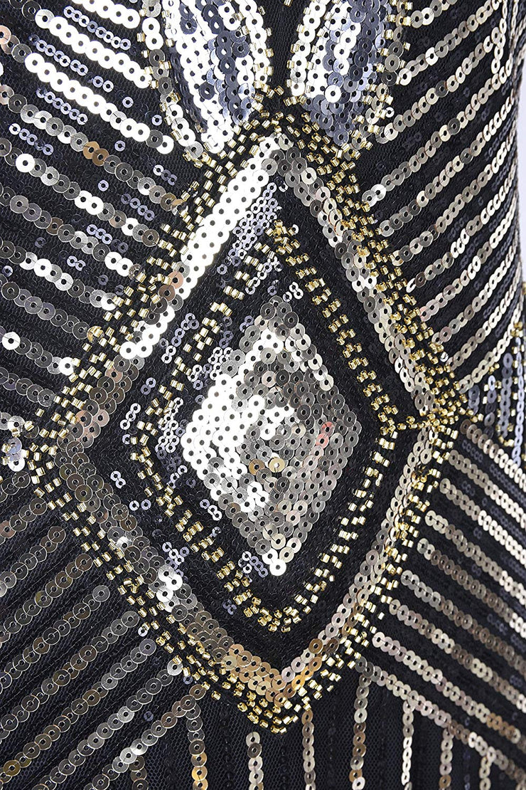 PrettyGuide Women's 1920s Gatsby Sequin Art Deco Scalloped Hem Inspired Flapper Dress