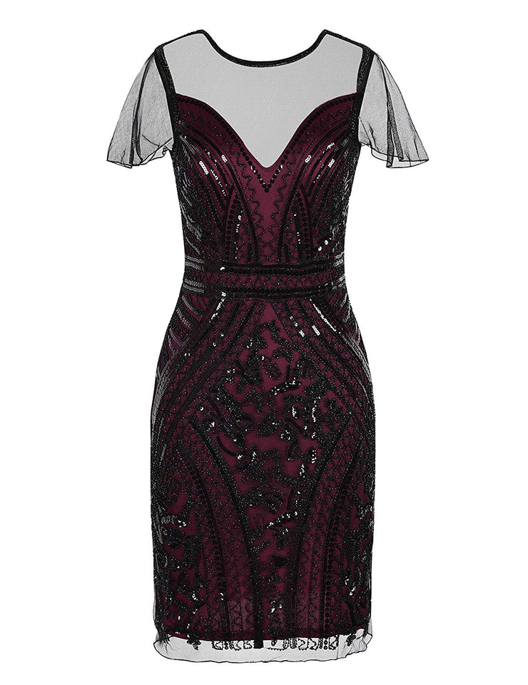PrettyGuide Women's Flapper Dress Sequin Embellished 1920s Cocktail Gatsby Dress