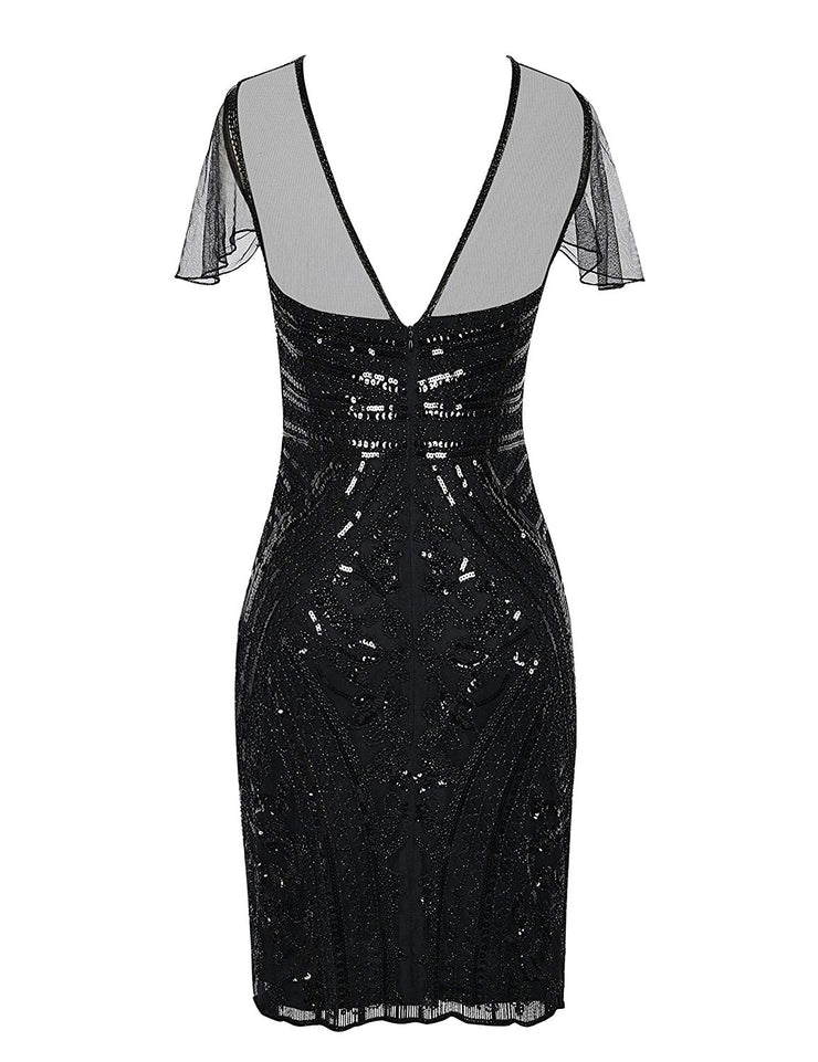 PrettyGuide Women's Flapper Dress Sequin Embellished 1920s Cocktail Gatsby Dress