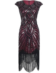 PrettyGuide Women's 1920s Flapper Dress Crystal Sequin Embellished Fringed Gatsby Dress