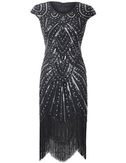 PrettyGuide Women's 1920s Flapper Dress Crystal Sequin Embellished Fringed Gatsby Dress