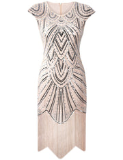 PrettyGuide Women's 1920s Flapper Dress Crystal Sequin Embellished Fringed Gatsby Dress