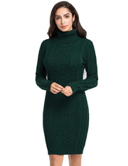 PrettyGuide Women's Sweater Dress Cable Knit Slim Fit Turtleneck Sweater