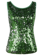 PrettyGuide Women's Sequin Top Slim Stretchy Sparkle Tank Top Party Top