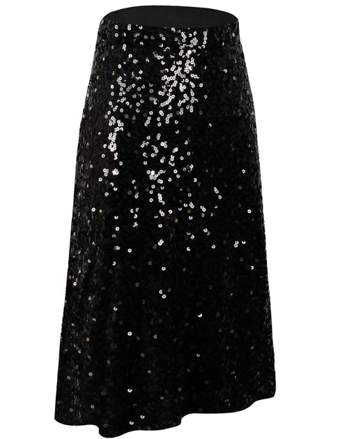 Qiribati Women's Sequin Midi Skirt | High Waist Pencil Skirt | Cocktail Party Dazzling Skirt