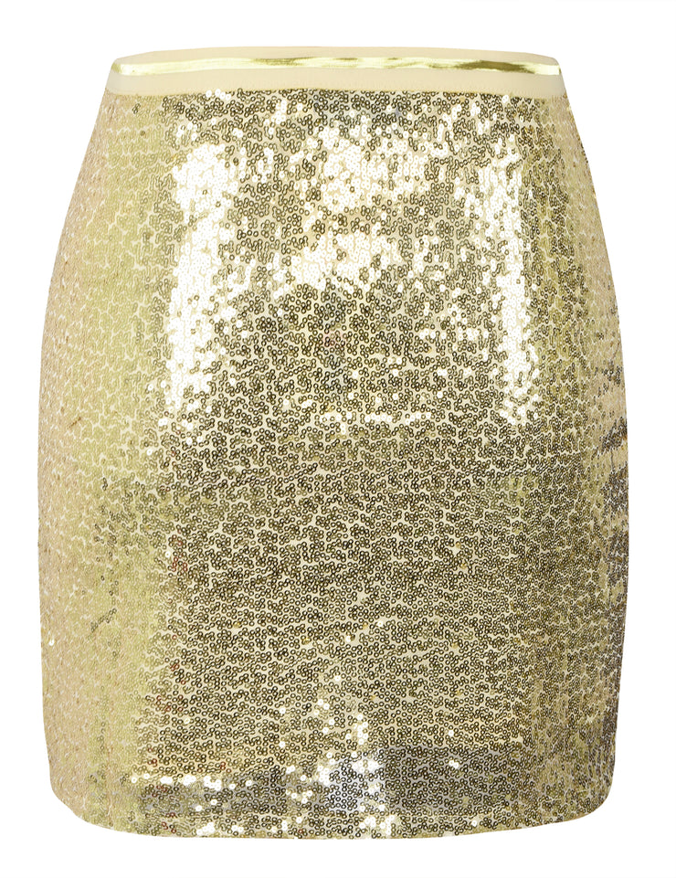 PrettyGuide Women's Sequin Skirt High Waist Glitter Bodycon Holiday Cocktail Party Short Skirt