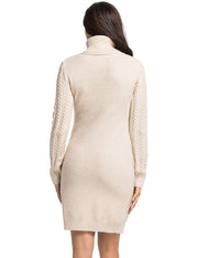 PrettyGuide Women's Sweater Dress Cable Knit Slim Fit Turtleneck Sweater