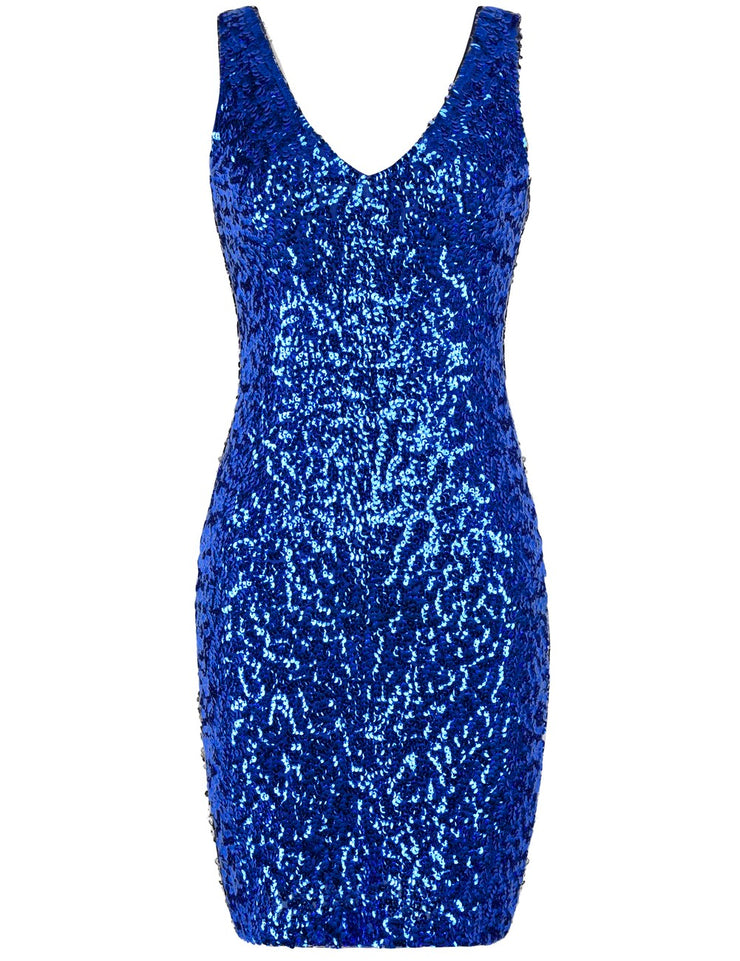 Women's Sexy Deep V Neck Sequin Mini Dress
