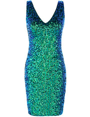 Women's Sexy Deep V Neck Sequin Mini Dress