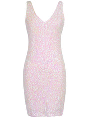 Women's Sexy Deep V Neck Sequin Mini Dress