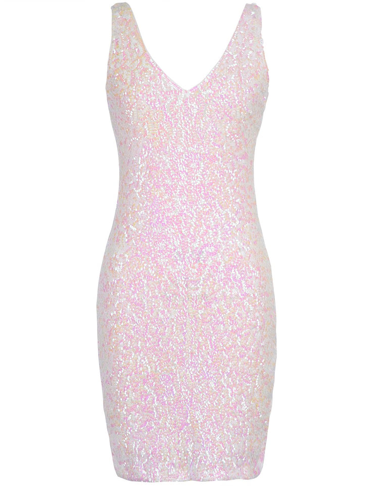Women's Sexy Deep V Neck Sequin Mini Dress