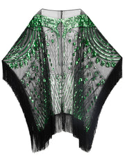 PrettyGuide Women's Evening Shawl Beaded 1920s Cape Poncho Fringed Cover up