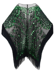 PrettyGuide Women's Evening Shawl Beaded 1920s Cape Poncho Fringed Cover up