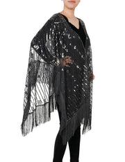 PrettyGuide Women's Evening Shawl Beaded 1920s Cape Poncho Fringed Cover up