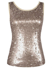 PrettyGuide Women's Sequin Top Slim Stretchy Sparkle Tank Top Party Top