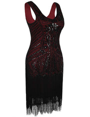 PrettyGuide Women's Flapper Dress Floral Embroidery Sequin Fringed Cocktail 1920s Dress