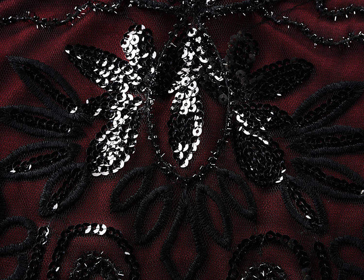 PrettyGuide Women's Flapper Dress Floral Embroidery Sequin Fringed Cocktail 1920s Dress