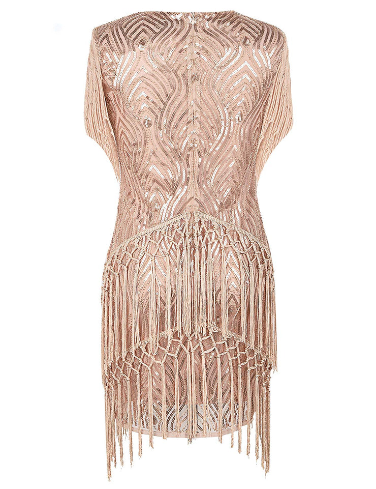 PrettyGuide Women's Flapper Dress Weaving Fringed Sequined 1920s Inspired Cocktail Dress