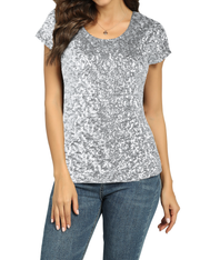 Women's Short Sleeve Sequin Blouse Tops Cocktail