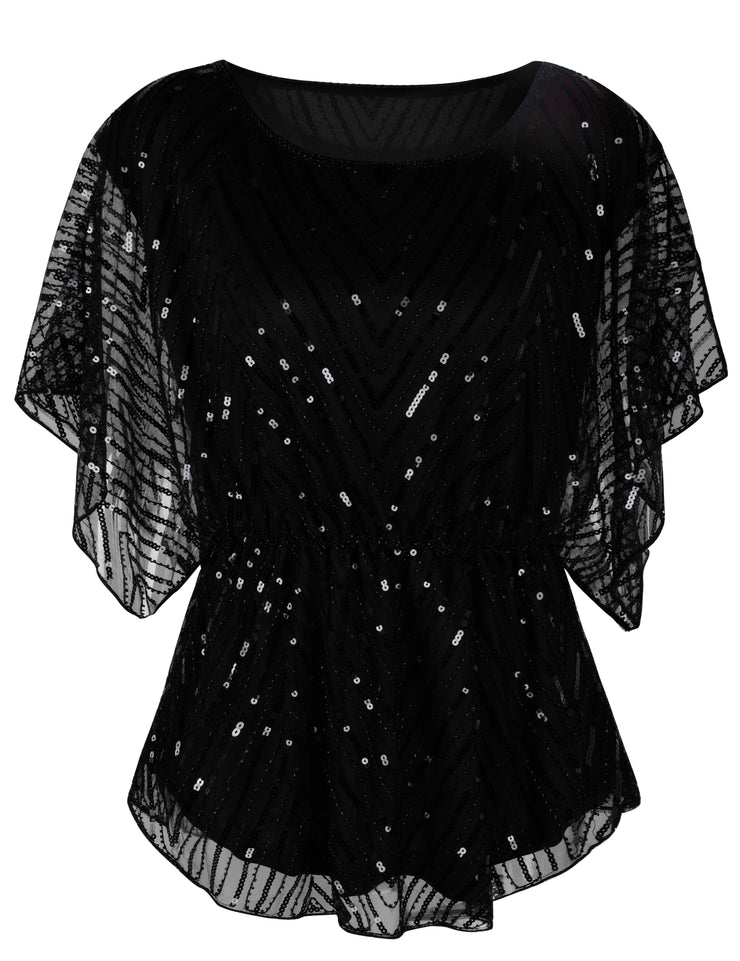 Women's Sequin Beaded Blouse Evening Dressy Tops – PrettyGuide