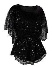 Women's Sequin Beaded Blouse Evening Dressy Tops