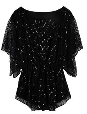Women's Sequin Beaded Blouse Evening Dressy Tops