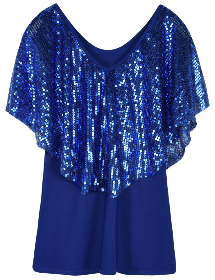 Women's Cold Shoulder Sequin Tunic Tops