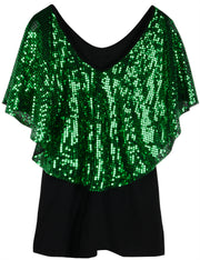 Women's Cold Shoulder Sequin Tunic Tops