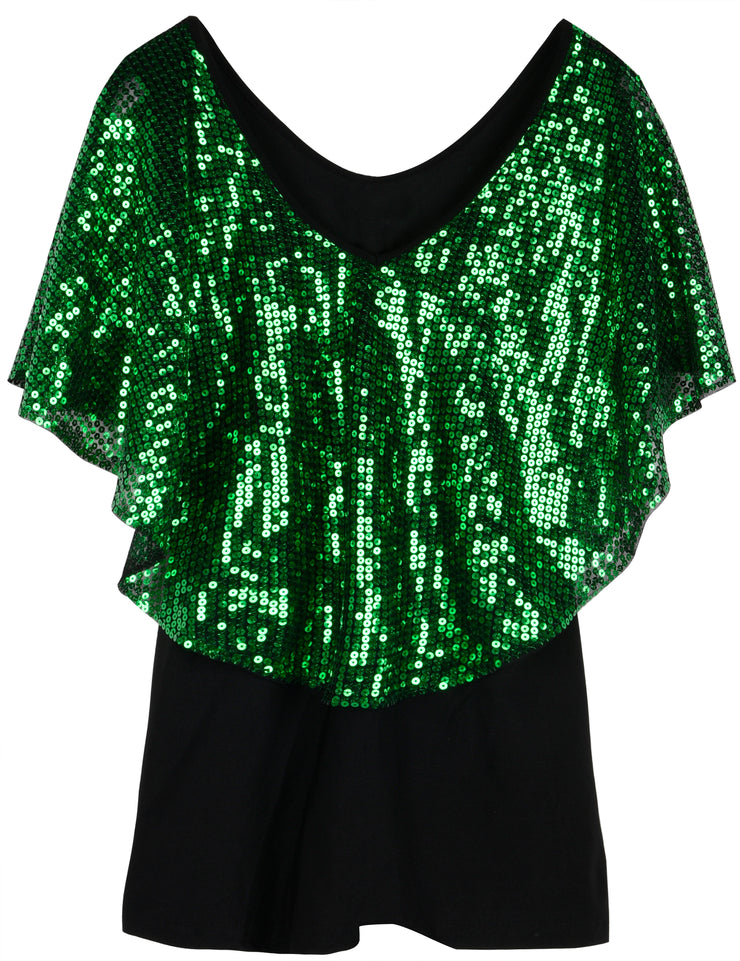 Women's Cold Shoulder Sequin Tunic Tops