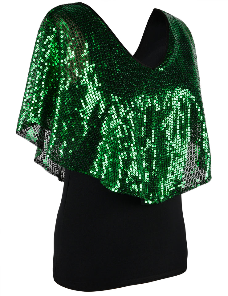 Women's Cold Shoulder Sequin Tunic Tops