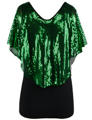 Women's Cold Shoulder Sequin Tunic Tops
