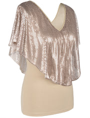 Women's Cold Shoulder Sequin Tunic Tops