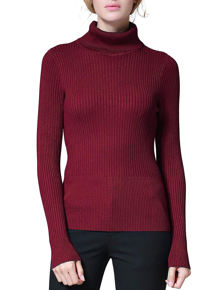 PrettyGuide Women's Ribbed Turtleneck Long Sleeve Sweater Tops