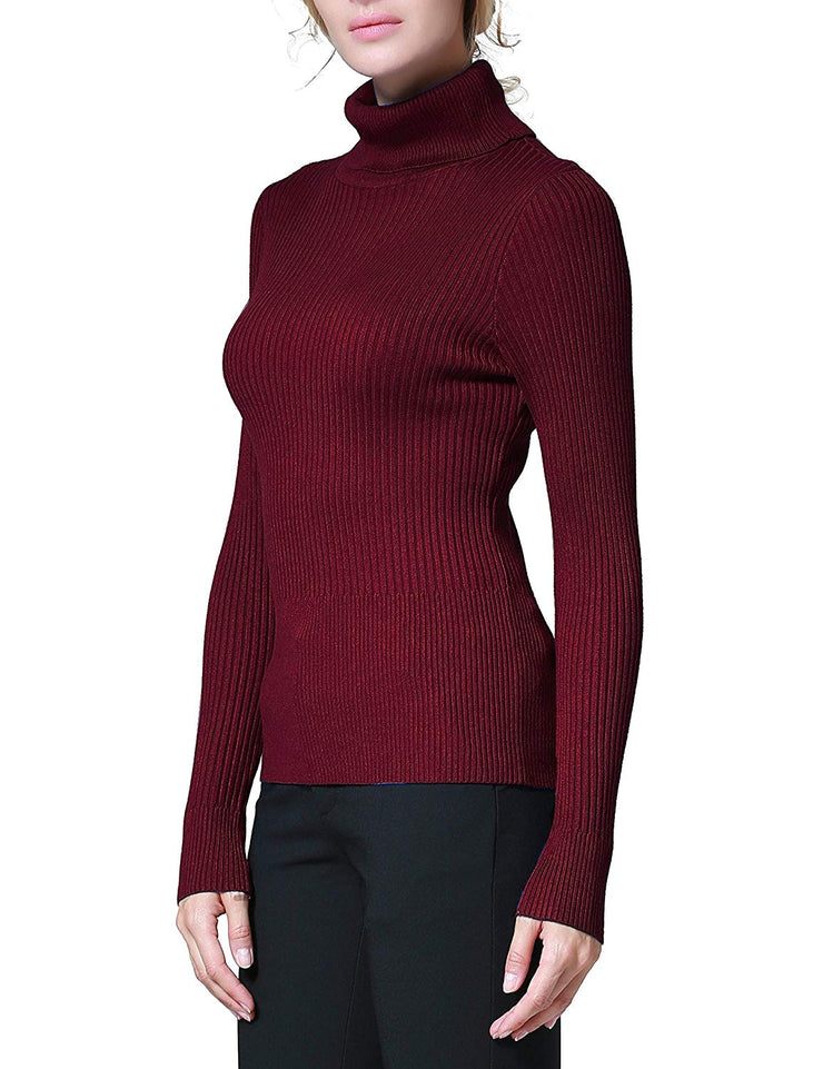 PrettyGuide Women's Ribbed Turtleneck Long Sleeve Sweater Tops