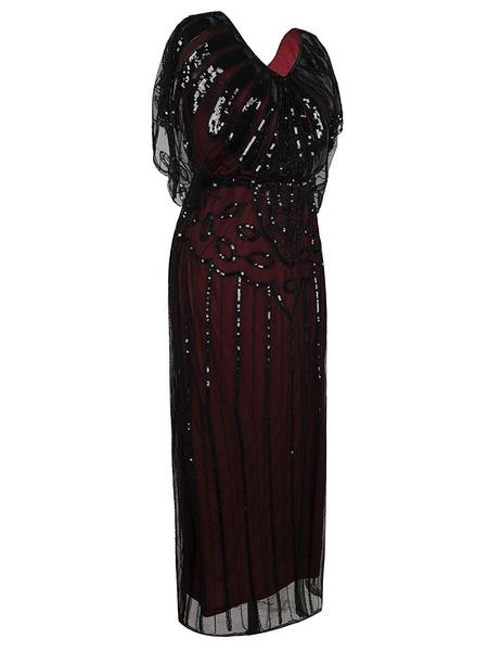 PrettyGuide Women's 1920s Flapper Dress Sequin Beaded Deco Angle Sleeve Maxi Formal Evening Dress