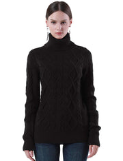 PrettyGuide Women's Turtleneck Sweater Long Sleeve Cable Knit Sweater Pullover Tops