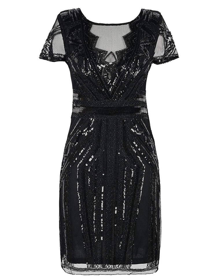 PrettyGuide Women Flapper Dress Sequin Inspired Cocktail Gatsby Dress