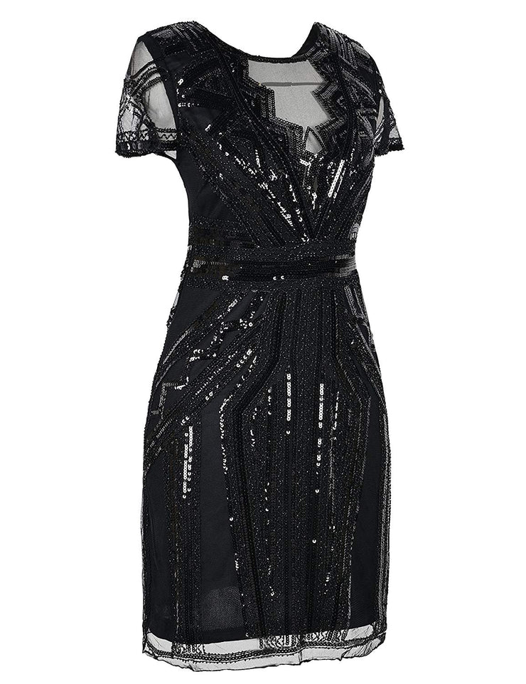 PrettyGuide Women Flapper Dress Sequin Inspired Cocktail Gatsby Dress