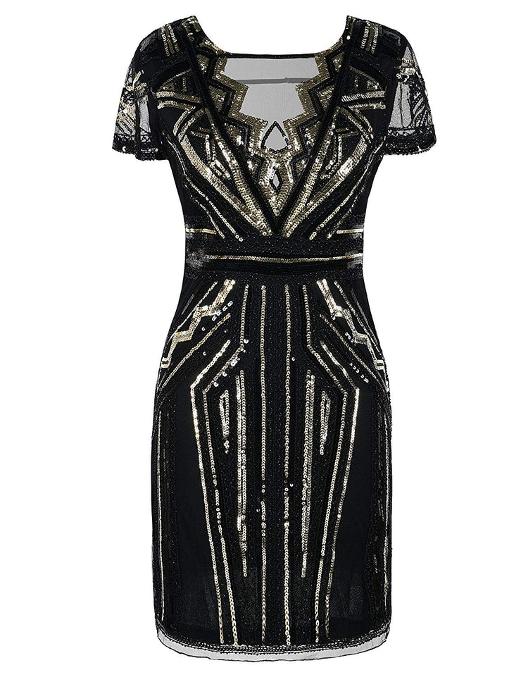 PrettyGuide Women Flapper Dress Sequin Inspired Cocktail Gatsby Dress
