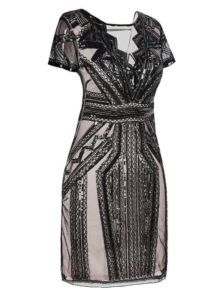 PrettyGuide Women Flapper Dress Sequin Inspired Cocktail Gatsby Dress