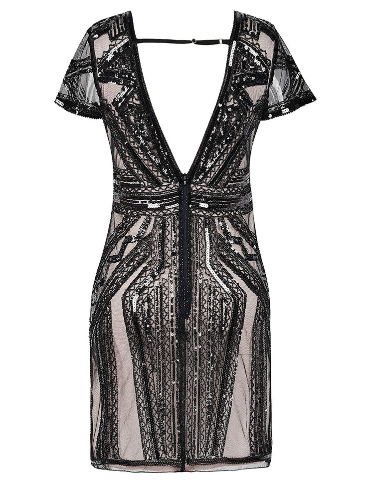 PrettyGuide Women Flapper Dress Sequin Inspired Cocktail Gatsby Dress