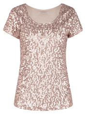 Women's Short Sleeve Sequin Blouse Tops Cocktail