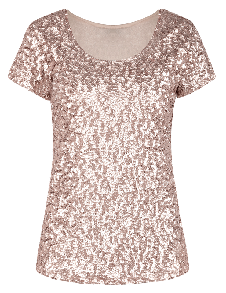Women's Short Sleeve Sequin Blouse Tops Cocktail