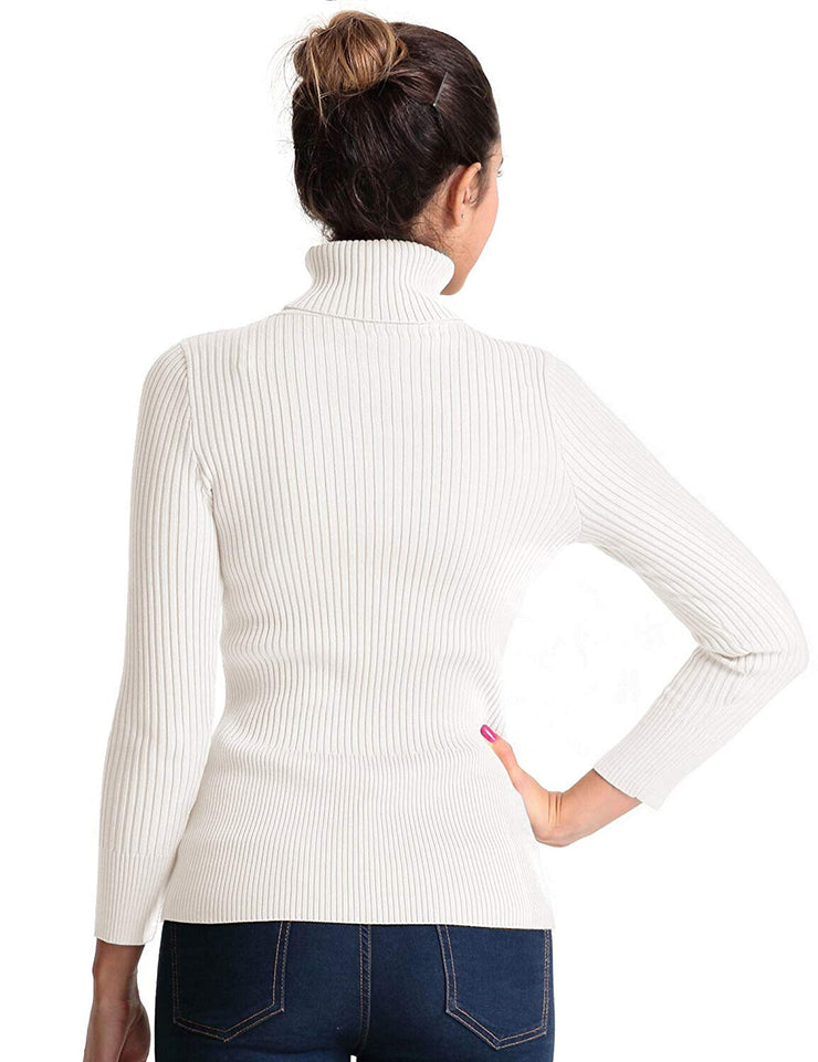 PrettyGuide Women's Ribbed Turtleneck Long Sleeve Sweater Tops