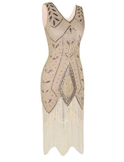 PrettyGuide Women Flapper Dress 1920s Gatsby Art Deco Fringed Sequin Cocktail Dress